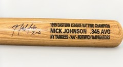 1999 NY Yankees Norwich Navigators Nick Johnson Signed Bat #2/6 & Poster 22/150