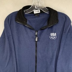 Vintage Olympics Fleece Men’s Size Large Embroidered Front Logo Blue Full Zip
