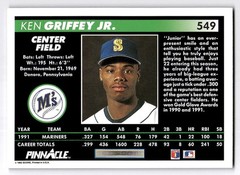 1992 Pinnacle #549 Ken Griffey Jr. Seattle Mariners HOF