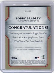 2020 Topps Tier One Bobby Bradley Break Out Auto Card /299 Cleveland Indians