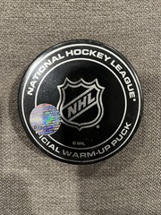 LEON DRAISAITL 1,000th NHL Point Game Warmup Used Puck 12/16/25 Oilers Pens