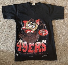 True Vintage SF 49ers TAZ Looney Tunes NFL T-Shirt Tasmanian Devil Medium 1994