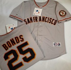 Majestic San Francisco Giants BARRY BONDS 2002 World Series Baseball JERSEY Gray