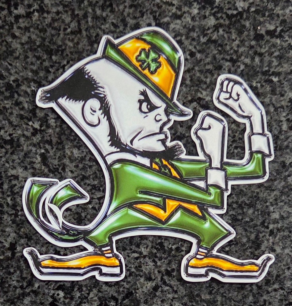 Notre Dame Fighting Irish Leprechaun Vinyl Delcal / Sticker Water Resistant UV