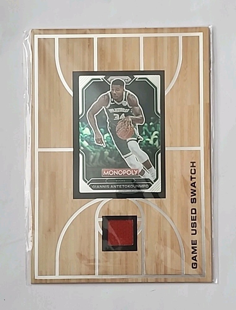 Sportscards.com Giannis Antetokounmpo Game Worn Swatch Display – Prizm Monopoly