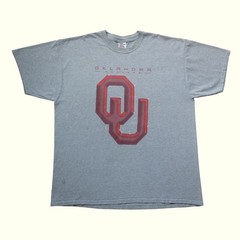 NCAA FRUIT OF THE LOOM VTG OKLAHOMA FOOTBALL OU SOONERS GRAPHIC GRAY T SHIRT XL