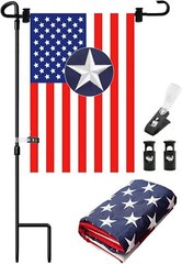Garden Flag Stand with 12 x 18 Inches American Flags, Pole…