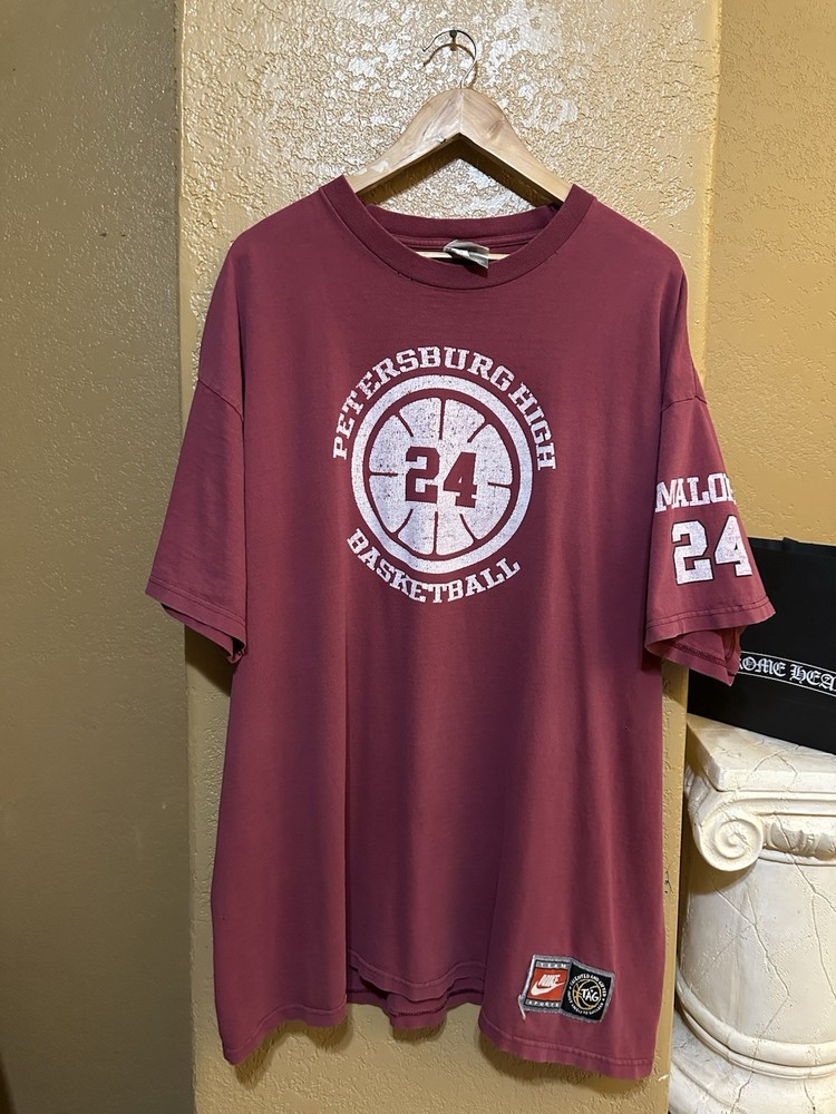 Rare Vintage Nike Moses Malone Petersburg High Basketball T Shirt XXL Thrashed