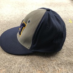 M Logo Hat Cap Fitted Mens One Size Blue Gray Mesh Baseball Team Sports