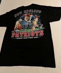 NEW New England Patriots Majestic NFL Cartoon Football T-Shirt LARGE Brady Bowl