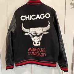 Chicago Bulls Men’s Medium Madhouse On Madison Varsity Jacket Rib Wool New Black