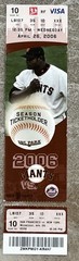 APRIL 26 2006 BARRY BONDS 711 HOME RUN FULL TICKET CHASING BABE RUTH RECORD