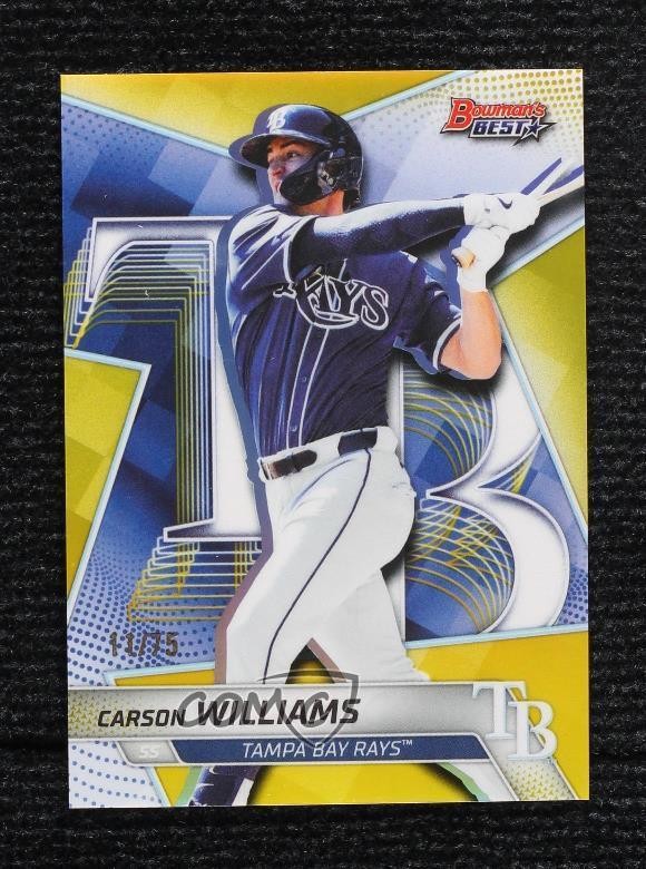 2025 Bowman&rsquo;s Best Top Prospects Yellow Refractor 11/75 Carson Williams 1mw4