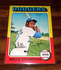 1975 Topps baseball # 186 – WILLIE CRAWFORD Los Angeles Dodgers