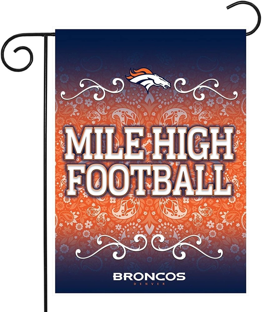 Denver Broncos Premium Double Sided Garden Flag Banner, 13×18 Inch, Display Pole