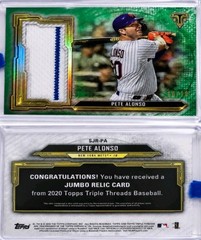 2020 Topps Triple Threads Pete Alonso Jumbo Patch Green #10/10 NY Mets SSP Relic