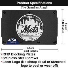 New York Mets Engraved Titanium Carbon Fiber RFID Blocking Wallet Gift D7