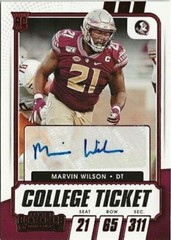 V12) 2021 Panini Contenders Marvin Wilson Auto SP RC Florida State Seminoles
