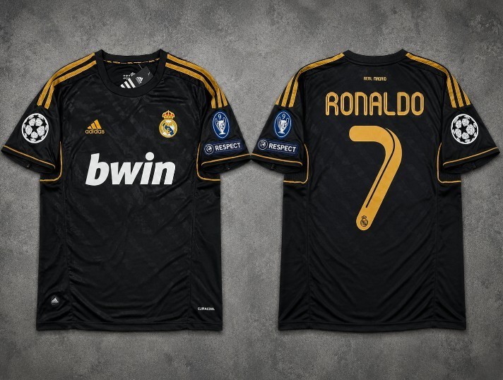 Real Mad.rid 2011/12 Away Shirt Ronal.do 7 Black Gold Soccer