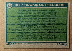Andre Dawson RC #473 1977 Topps Very Good/Excellent 4