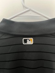 Nike Baseball Pittsburgh Pirates Dark Gray Black Striped Polo Shirt Size Small