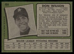 1971 Topps Don Wilson Houston Astros #484