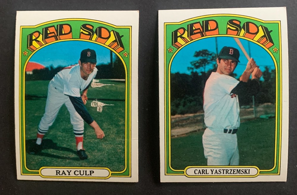 Topps 1972 baseball card Red Sox Culp Yastrzemski lot 2 cards