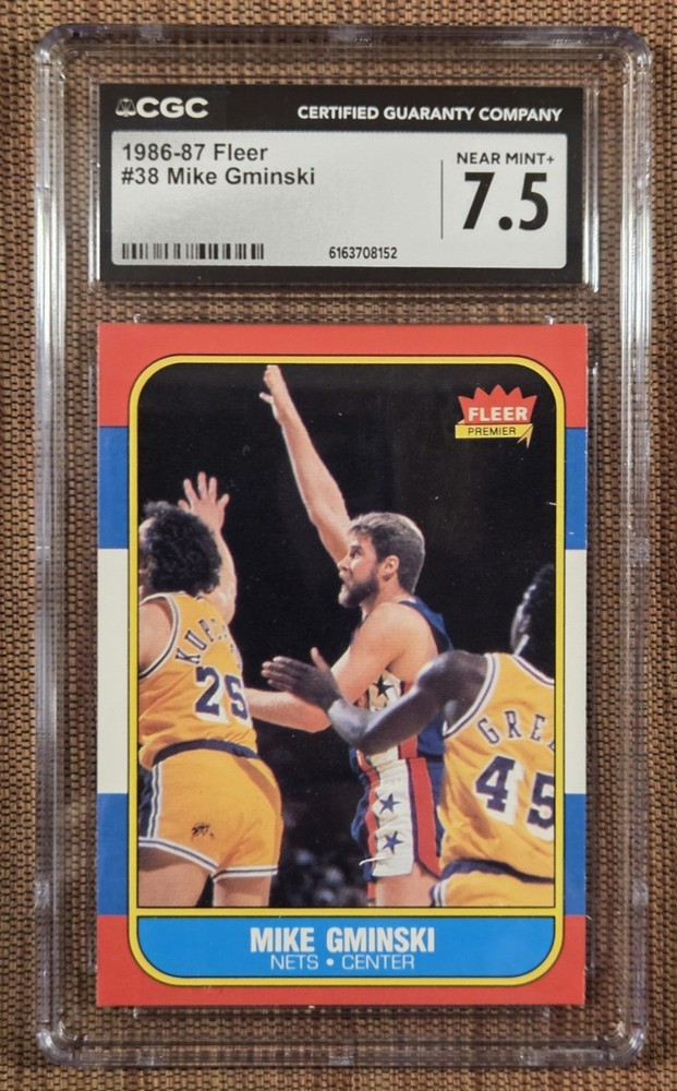 1986 Fleer #38 Mike Gminski New Jersey Nets Original Basketball Card CGC 7.5 NM+