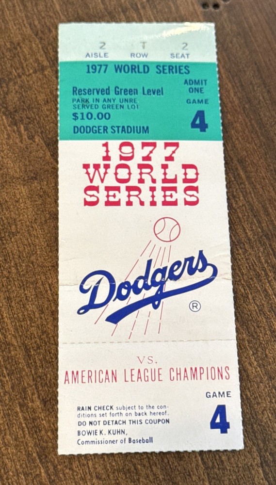 1977 World Series Game 4 Ticket Yankees Dodgers ☆Reggie Jackson 1st of 5 WS HRs☆