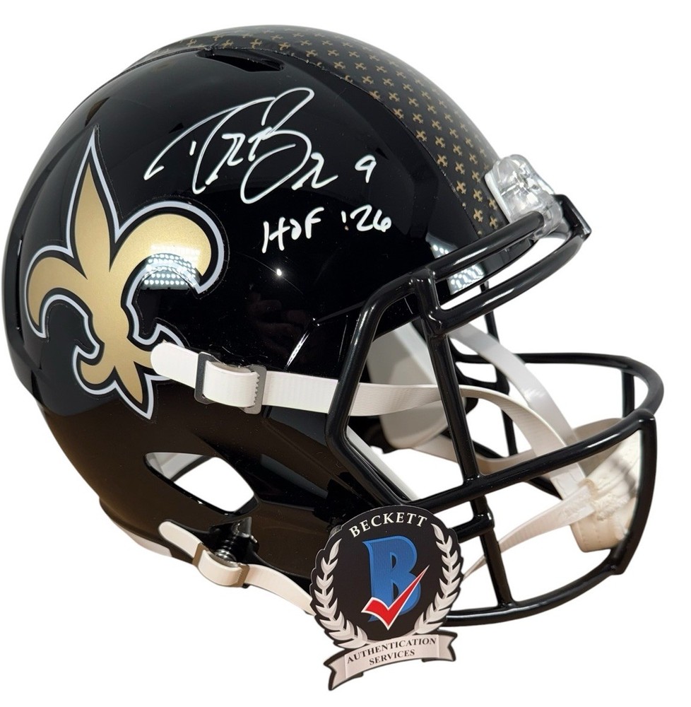 DREW BREES SIGNED NEW ORLEANS SAINTS FULL SIZE HELMET BECKETT COA 4W503645 HOF
