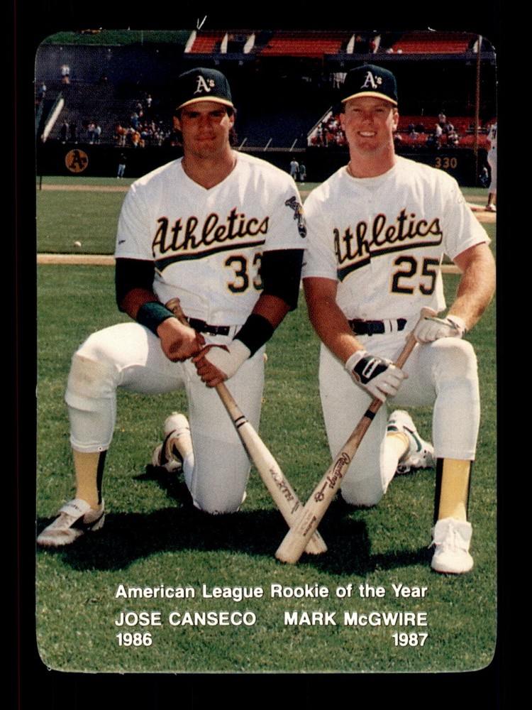1988 Mother&rsquo;s Cookies A&rsquo;s Mark McGwire/Jose Canseco #28 checklist NM/Mint