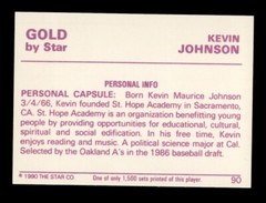 1990-91 STAR GOLD /1500 KEVIN JOHNSON #90 PERSONAL INFO PHOENIX SUNS