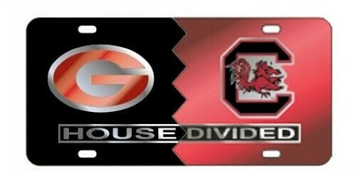 UGA Georgia / USC South Carolina HOUSE DIVIDED License Plate / Car Tag
