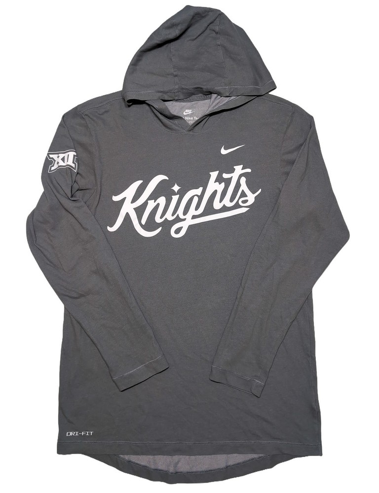 NIKE UCF Knights Long Sleeve Hoodie Shirt Big 12 Script Logo Gray Men&rsquo;s Small S