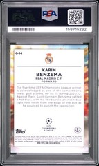 2022-23 Topps UEFA Club Competitions Karim Benzema #G14 Golazo Orange Lava PSA 9