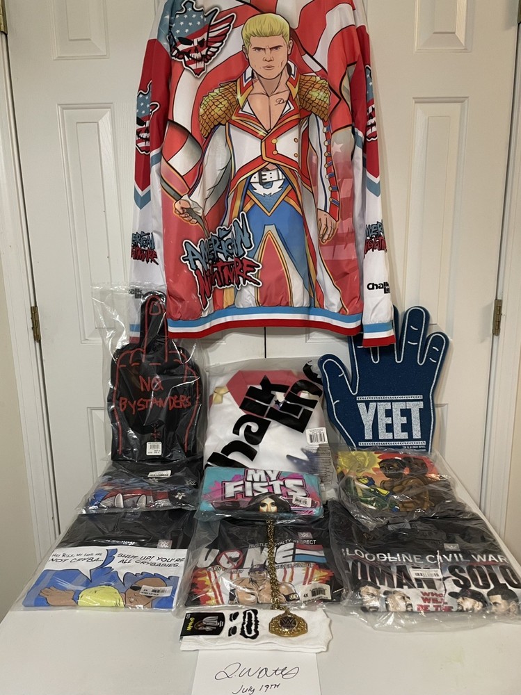 WWE Merch Stand Lot CODY RHODES THE BLOODLINE JOHN CENA BAD BUNNY Merchandise