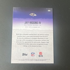 Topps 2025 Signature Class Rookies Jay Higgins Ravens Rookie #191 NFL Card