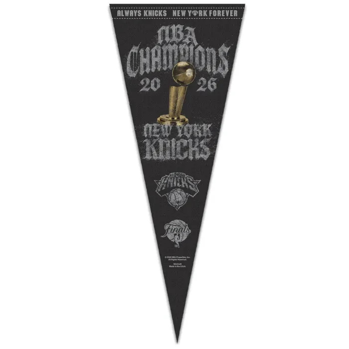 NEW YORK KNICKS ON COURT PREMIUM PENNANT 12&Prime;X30&Prime; 2026 NBA FINALS CHAMPS WINCRAFT
