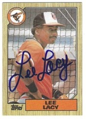 Autographed 1987 Topps LEE LACY Baltimore Orioles Card #182 w/ Show Ticket