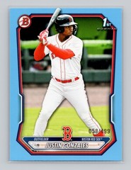 2026 Bowman #BP-141 Justin Gonzales 1st Bowman Paper Sky Blue /499 BOS Red Sox