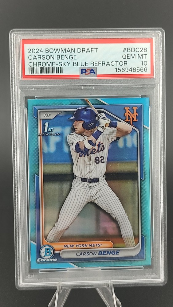 2024 BOWMAN DRAFT CHROME-SKY BLUE REFRACTOR #BDC28 CARSON BENGE PSA 10