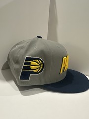 Indiana Pacers New Era 9FIFTY Snapback Hat Gray Navy NBA Flat Brim