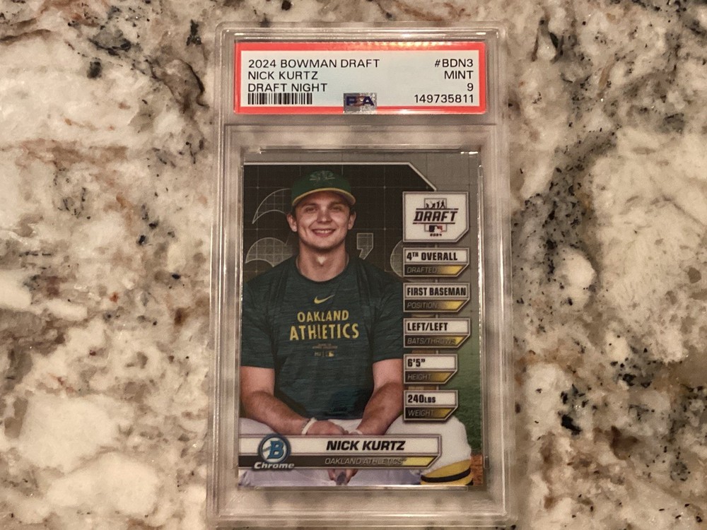 Nick Kurtz RC 2024 Bowman Draft #BDN3 DRAFT NIGHT PSA 9 MINT Rookie Card