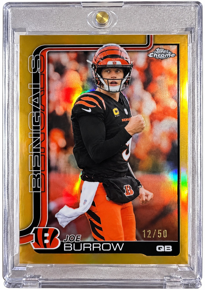 2025-2026 Topps Chrome Football Joe Burrow True Gold /50 Cincinnati Bengals #61