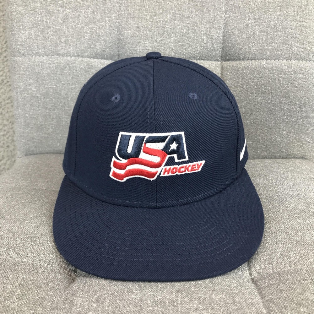 USA Hockey Hat Cap Snap Back Mens One Size Blue Nike Dri Fit Team USA Hockey