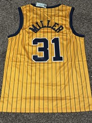 NEW #31 Reggie Miller Men’s XL Stitched Jersey Yellow Pinstripe
