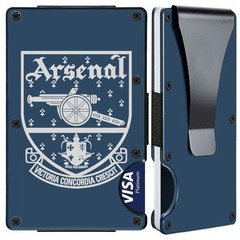 Arsenal FC Football Soccer Blue Titanium Carbon Fiber RFID Blocking Wallet D7