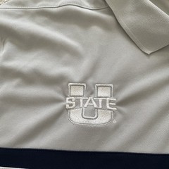 Nike Utah State Aggies Dri-Fit Polo Gray Blue Colorblock Men’s XL Performance