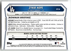 2026 Bowman #BP-86 Zyhir Hope Prospects Los Angeles Dodgers Baseball