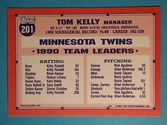 1991 Topps Tiffany Tom Kelly Minnesota Twins #201 ⚾
